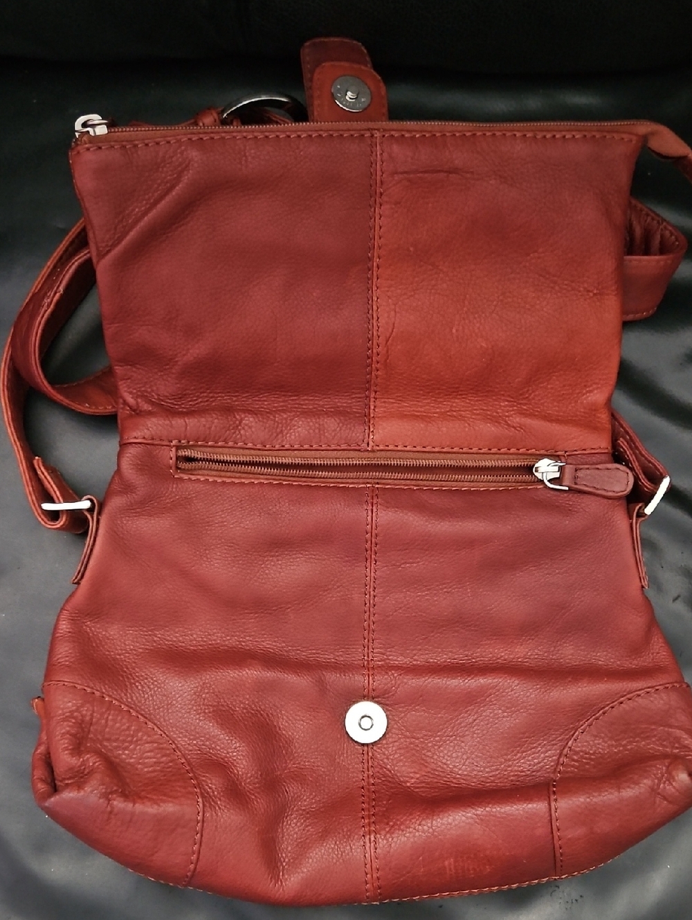 Vera Pelle  Rust 100% Leather  Italian Designer Purse Crossbody Shoulder Bag - Picture 7 of 13